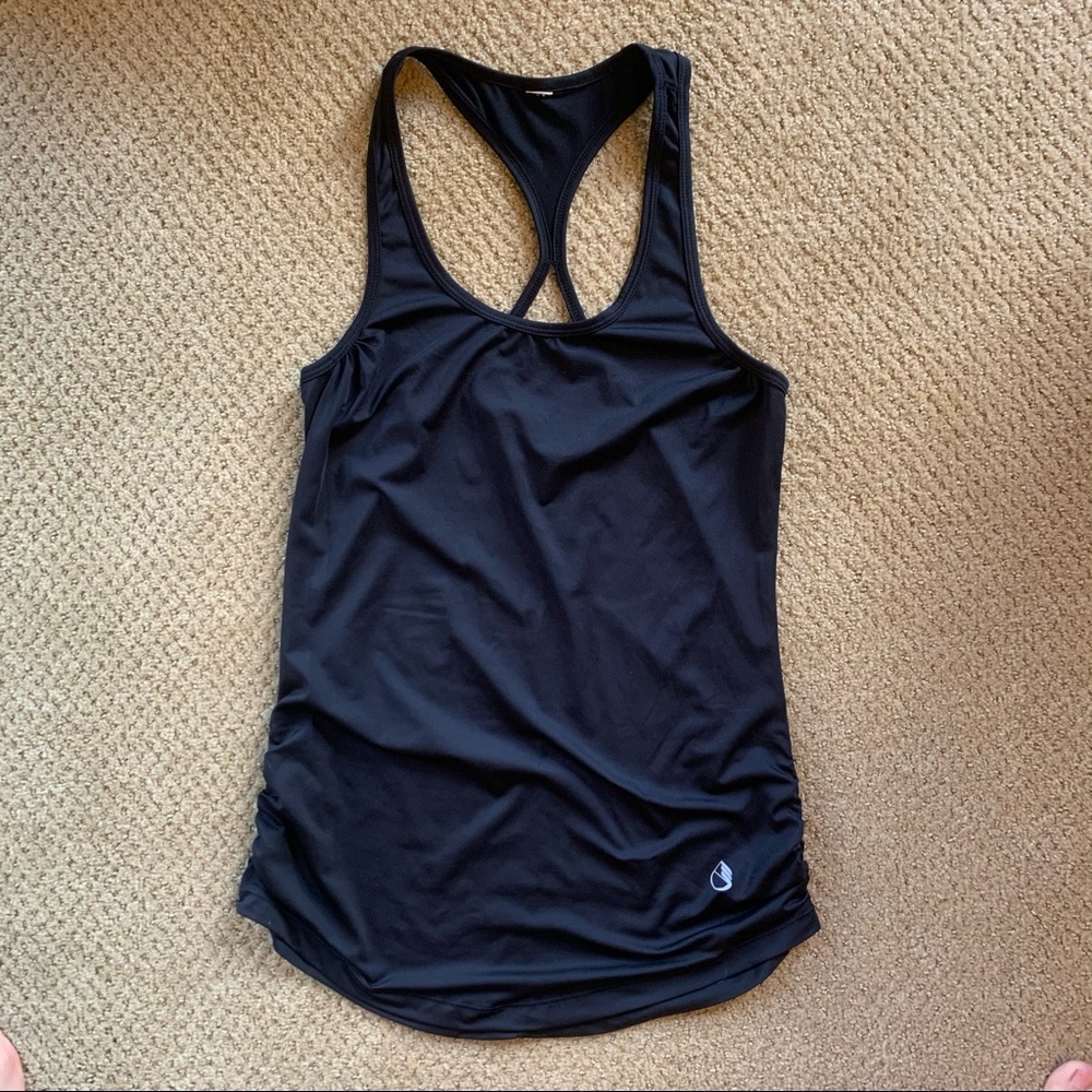 Black Ruched Sides Active Tank Top